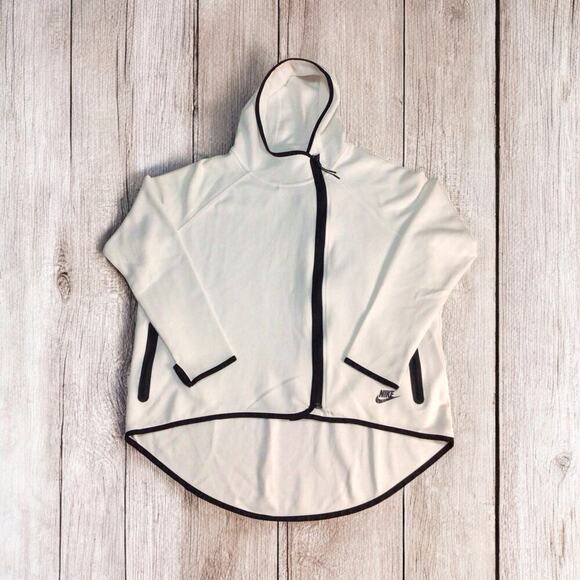 Nike Sportswear Tech Fleece Cape Hoodie Full Zip Women’s Size XL White - Picture 1 of 12